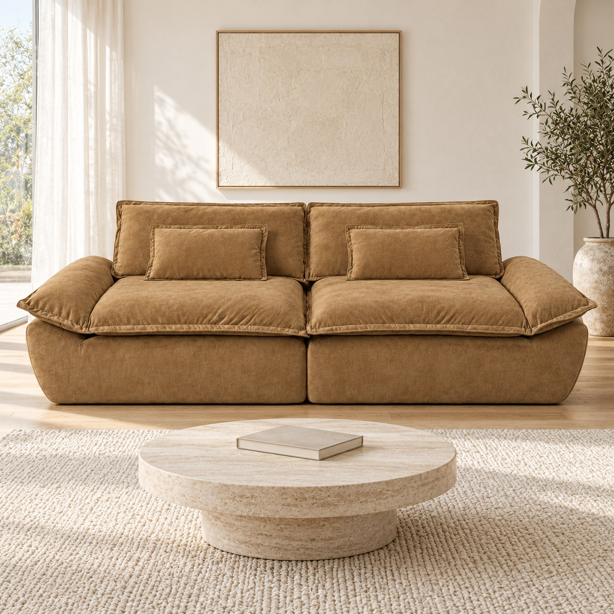 Sailboat Sofa — front view in a furnished room