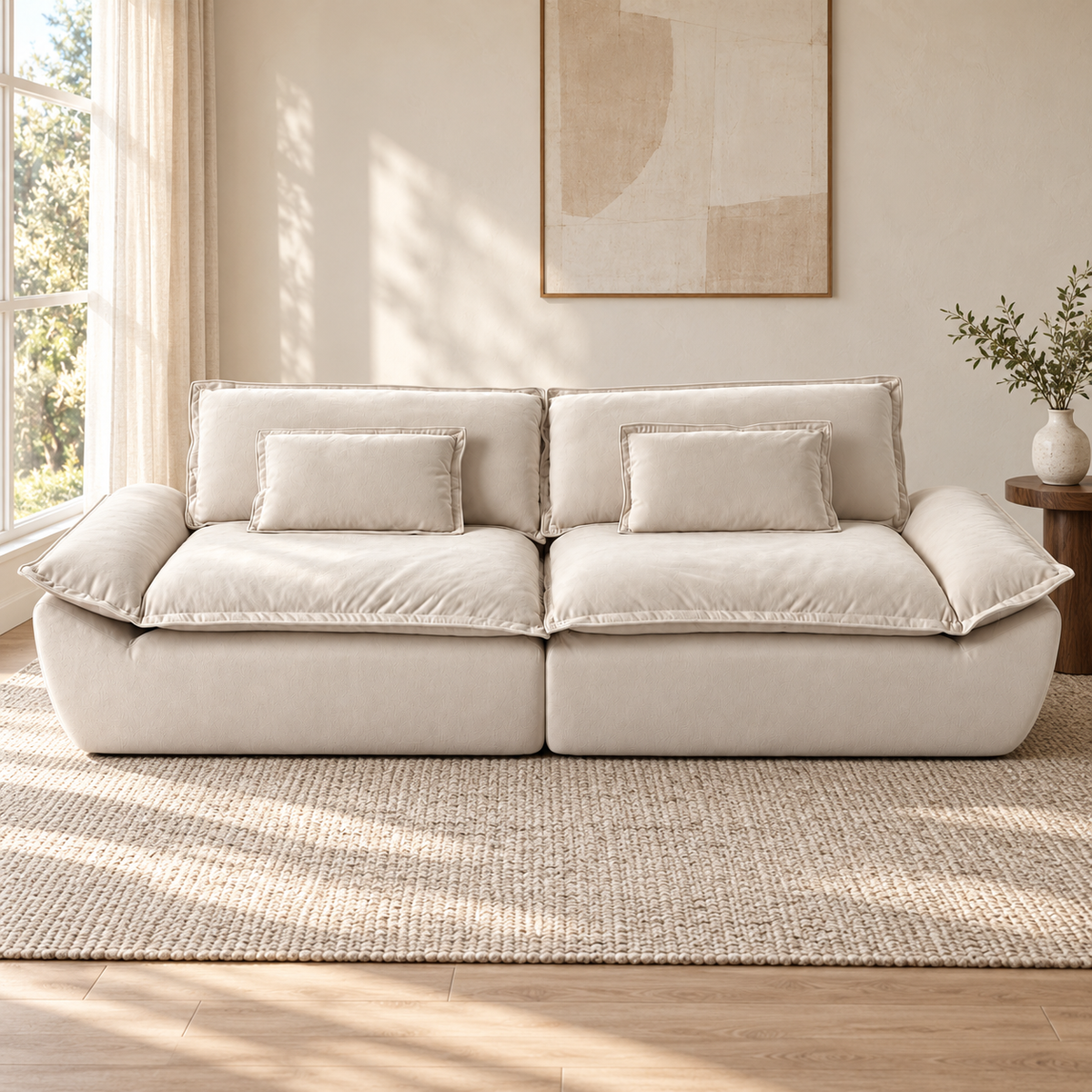 Sailboat Sofa — front view in a furnished room